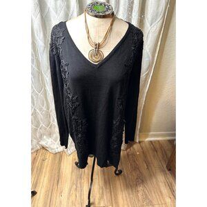 Lane Bryant Embroidered Stretch Knit Sweater Tunic Plus 18/20  Whimsigoth NWT